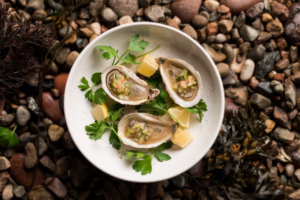 Fresh Oysters with Cucumber, Citrus & Ginger Mignonette